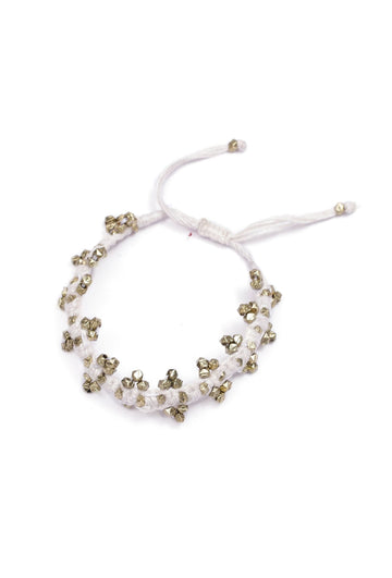 Set of 2: White Ghungroo Tribal Anklet